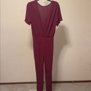 SHEIN‎ Burgundy Short Sleeve Jumpsuit